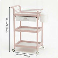 Salon Rolling Trolley Multifunctional Rolling Utility Cart with Drawer Mobile Salon Trolley Swivel 3-Tier Utility Cart Sturdy