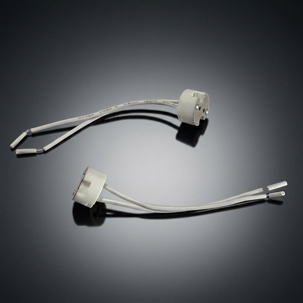 High Temperature Resistant Wire with GU5.3 Base for MR16 Compatible Bulbs, Rated Current 20A GU5.3 Lamp Holder, Ceramic Lamp Holder, 1 Pack