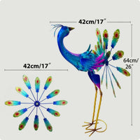 Peacock Wind Whirligig Metal Sculpture Easy Assembly Outdoor Decor for Balcony, Patio