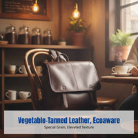 Vegetable Tanned Cowhide Delivery Backpack, Vintage Convertible Shoulder Bag, Unisex, Large Capacity, Water-Resistant