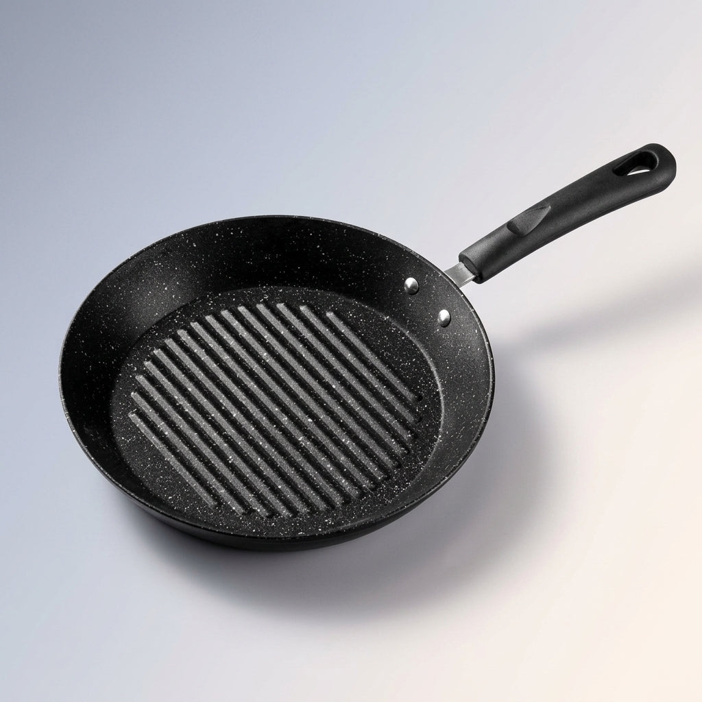 Induction Hob Pancake Pan and Egg Cooker with Wooden Handle, Non-Stick Stone Pancake Maker, 3.5cm Depth Poached Egg Pan, Breakfast Pan Induction