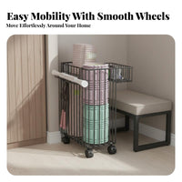 Exercise Mat Storage Rack With Wheels Rolling Fitness Equipment Cart Space Saving Home Gym Storage Cart for Corner