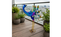 Peacock Wind Whirligig Metal Sculpture Easy Assembly Outdoor Decor for Balcony, Patio