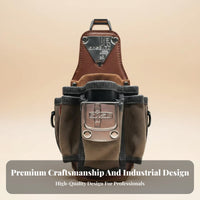 Top Layer Leather Electrician Tool Pouch Wear-Resistant Heavy Duty Waist Tool Bag 304 Stainless Steel Hardware for Job Sites, Construction