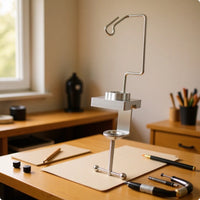 Screw-Tightened Clamp-on Airbrush Holder Metal Hook Arm Airbrush Stand Tabletop Clamp-on Holder Silver