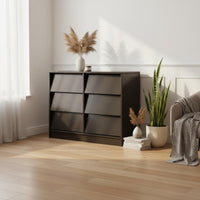 6 Drawer Dresser Space Saving Wooden Chest of Drawers Easy Assembly Wooden Dresser for Bedroom, Living Room