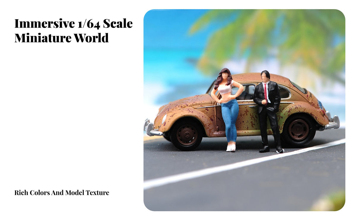 1/64 Scale Figure Hand-Painted People Figure Realistic Details Suit Man and Casual Woman Figures for Adults, Photography Props