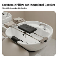 Stainless Steel Frame Shampoo Bed Headrest Waterproof Salon Shampoo Bowl Neck Rest Easy to Clean for Hairstylists, Barbershop, Beauty Parlor