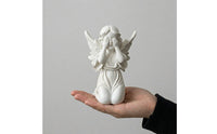 White Angel Figurine Resin Kneeling Angel Matte Sculpture Tabletop for Shelf