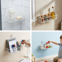 No-Drill Stainless Steel Wall-Mounted Storage Basket for Bathroom & Vanity