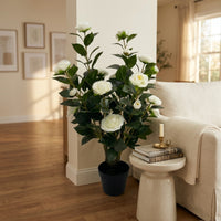 Artificial Rose Tree-Like Faux Rose Potted Verdant Foliage Faux Potted Plant for Entryway