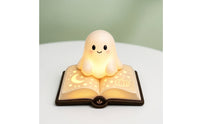Halloween Ghost Lamp Warm Glowing Ghost Night Light Cute Figurine with Lamp Mystical for Book Lovers, Kids, Reading Nook, Bedside Table