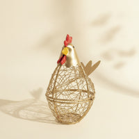 Decorative Chicken Basket Metal Wire Basket with Hinged Top Vintage Compact for Kitchen