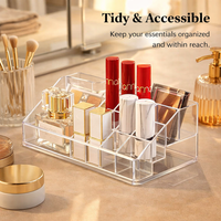 Clear Acrylic Lipstick Organizer, Cosmetic Storage Box Multi Compartment, Vanity Table Makeup Desk Display, Dressing Accessories for Women