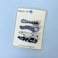 Retro Style Hair Clips for Girls, Checkered and Metal Alligator for Bangs and Side Styling, 6cm Duck Bill