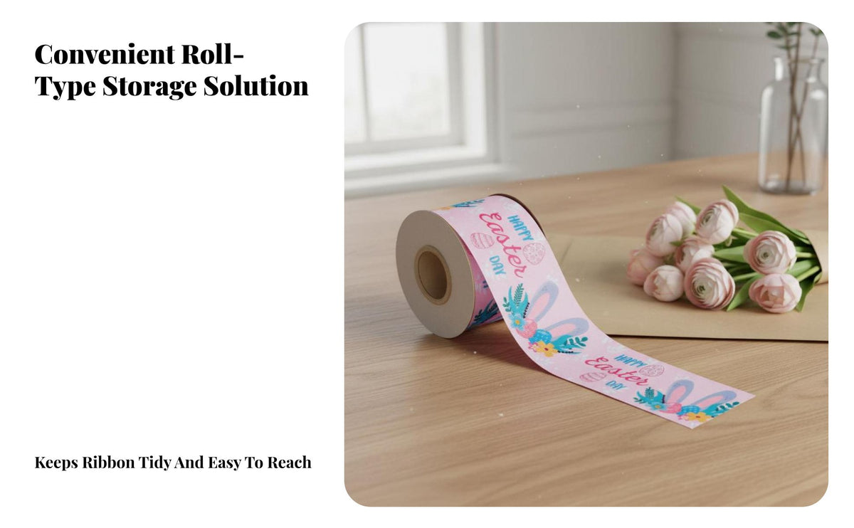 90 Meters Easter Printed Ribbon Festive Designs Easter Theme Ribbon Brilliant Colors for DIY Enthusiasts, Gift Wrapping, Party Decoration