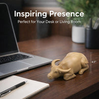 Feng Shui Ox Figurine, Chinese Bull Ornament, Clay Animal Sculpture, Desktop Decor Gift for Colleagues, Home Office Accent