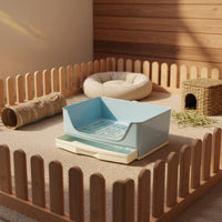 Rabbit Litter Box with Drawer Detachable Grid High-Sided Rabbit Potty