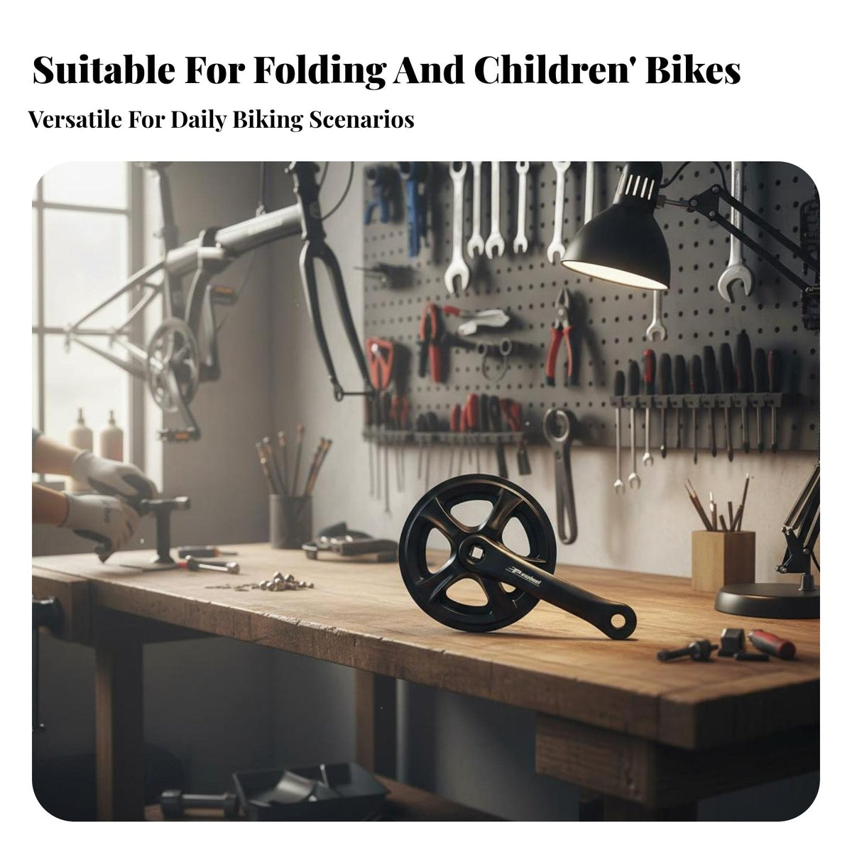 Single Speed Crankset Easy Installation Single Chainring Crankset Sturdy Bike Crank Arm Set for DIY Enthusiasts, City Commuting, Recreational Biking