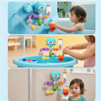 Clear Pipeline Toy with Water-Wheel Colorful Modular Bath Pipeline Safe DIY Water Pipe System Hands-on for Preschoolers
