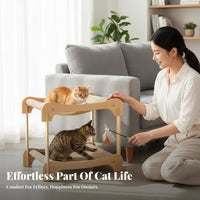 2-in-1 Design dual-level nailing Lounger Wear-Resistant Wooden Frame Cat Lounger long-lasting Pet Furniture Stable frame for felines, Kittens, Indoors, Living Room, Bedroom, By a sunlit location recess