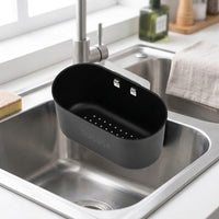 Kitchen Sink Drain Basket, 304 Stainless Steel Oval Food Waste Strainer with Attachment, Fruit Drainer and Kitchen Sink Organiser for Home
