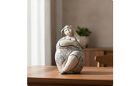 Female Figure Sculpture Handmade Female Figurine Seated Ceramic Figurine for Office Desk