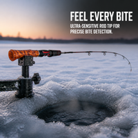 High Carbon Flat Tail Ice Fishing Rod Set with Large Guide Rings and Portable Ice Auger