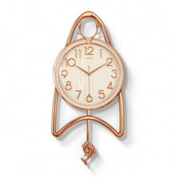 Rose-Gold Wall Clock with Arched Frame Decorative Pendant Wall Clock Analog Modern for Living Room, Entryway
