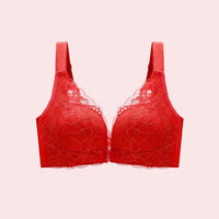 Front Closure Bra with Lace Design for Plus Size Women, Full Coverage Hook Everyday for Summer Wear, Breathable Graduated Padding
