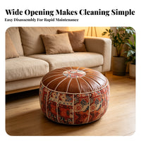 Round Storage Ottoman Stool Textile Bohemian Storage Ottoman Footstool