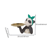 Pandas Statue with Tray Cute Pandas Tray Ornament Functional Catchall Dish for Vanity, Desk