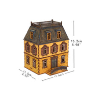 1/72 Scale Traditional Eastern European House Model Cut Wood Two-Story House Model Paintable Diorama Building for Hobbyists