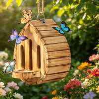 Butterfly House with Feeder Wooden Butterfly House Decorative Garden Decor for Gardeners