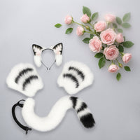 Cat Cosplay Set with Gloves Faux Hair Cat Costume Set Furry Animal Ears Headband for Cosplayers, Photo Shoots