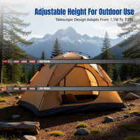 Aluminum Alloy Tent Pole, Telescopic Awning Support, Outdoor Rod, Portable, Windproof, Adjustable, with Storage Bag