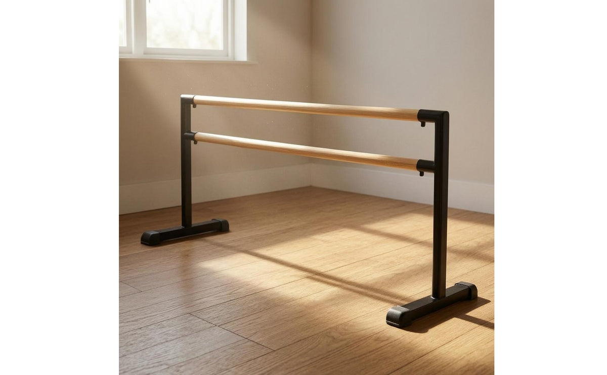 Double-Layer Barre Anti-Slip Mobile Dance Barre Wooden Handrails for Stretching, Indoor