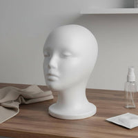 Flocked Finish Available Foam Mannequin Head Lightweight Foam Hairpiece Head Stable Base Hairpiece Styling Block Professional Grade for Cosplayers, Hairdressers