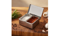 Stainless Steel Condiment Box With Lid Stainless Steel Condiment Station Rectangular Seasoning Holder Rust-Resistant
