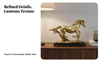Success Horse Decoration Good Fortune Token Gold Horse Statue Dynamic Pose Artistic Piece for Art Collectors, Desktop, Shelf