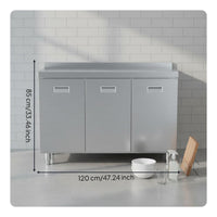 Stainless Steel Kitchen Cabinet Storage Unit Food Grade Material Sink Base Cabinet Large Capacity Seamless Construction Suitable for Renters Utility Room Pantry
