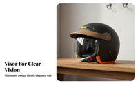Motorcycle Half Helmet 3C Certified Helmet Four-Season Use for Adults, Cafe Racer Enthusiasts, City Riding, Commuting, Cruising