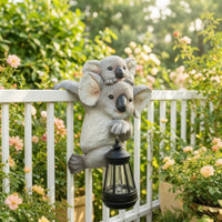 Koala Statue with Lantern Sturdy Koala Statue with Solar Lantern Textured