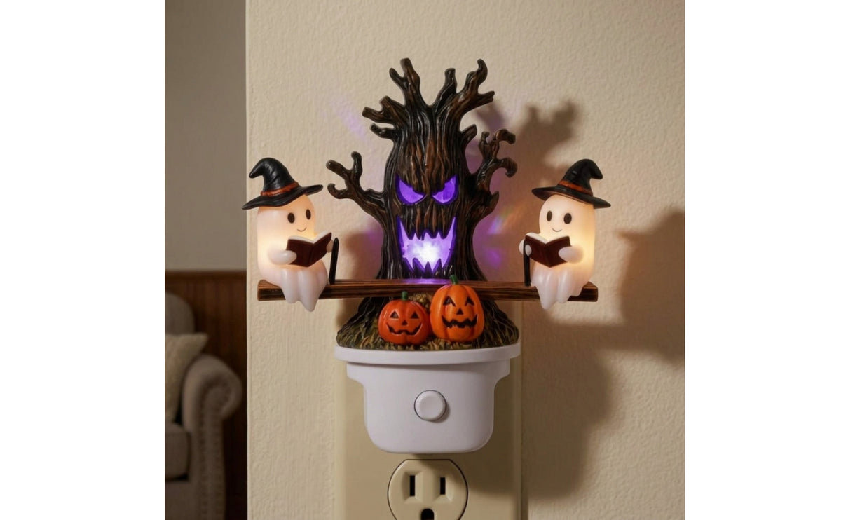 Spooky Wall-Outlet Night Light Seasonal Halloween Night Light Whimsical Compact for Children, Bedroom