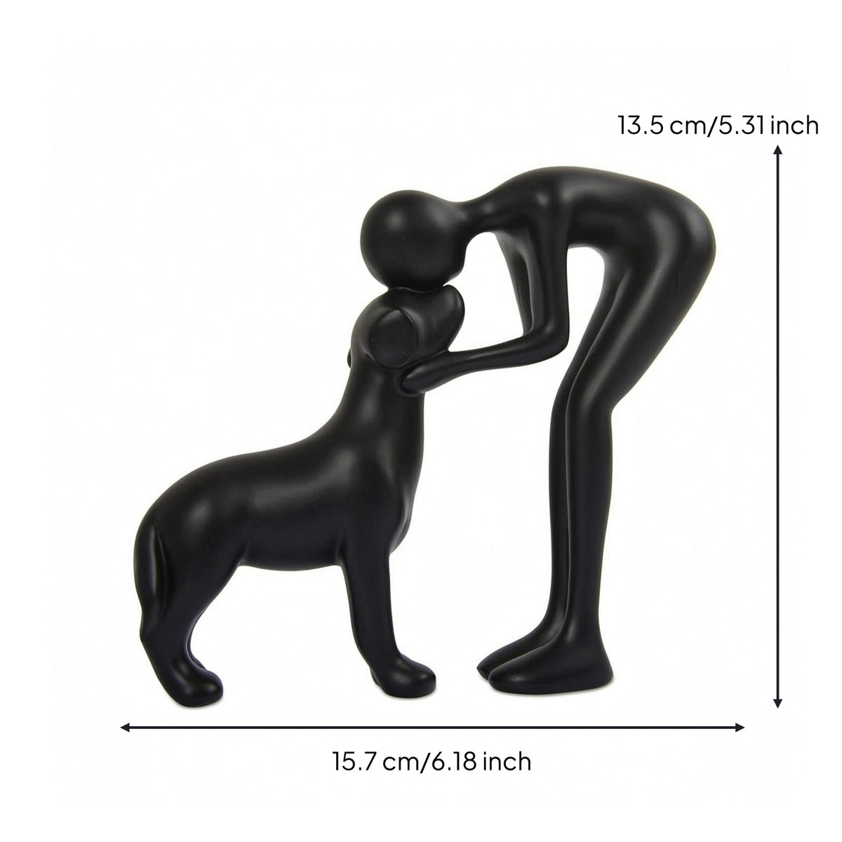 Abstract Person and Dog Statue Handcrafted Detail Person and Canine Sculpture Compact Size Memorial Sculpture for Gift