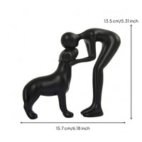 Abstract Person and Dog Statue Handcrafted Detail Person and Canine Sculpture Compact Size Memorial Sculpture for Gift