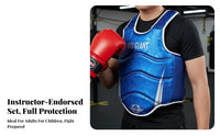 Padded Protection Sanda Chest Protector Thickened Padding Combat Arts Chest Protector Shock Absorbent Muay Thai Adjustable Straps for Children, Athletes, Beginners, Spar Arena, Competition, Gym, Dojo