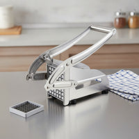 French Fry Cutter Stainless Steel Manual Potato and Cucumber Cutter Compact Vegetable Slicer with Interchangeable Slicing Grids for Home Cooks, Kitchen