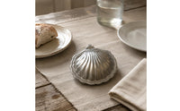 Stainless Steel Bivalve-Shaped Holder Vintage Style Butter Dish Box Hinged Lid Home Decor Item for Dining Table, Vanity, Lavatory