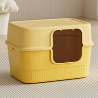 Anti-Splash Enclosed Feline Litter Box Odor Control Large Feline Litter Pan Spacious Covered Kitty Potty 2-in-1 Design for Cats, Indoor